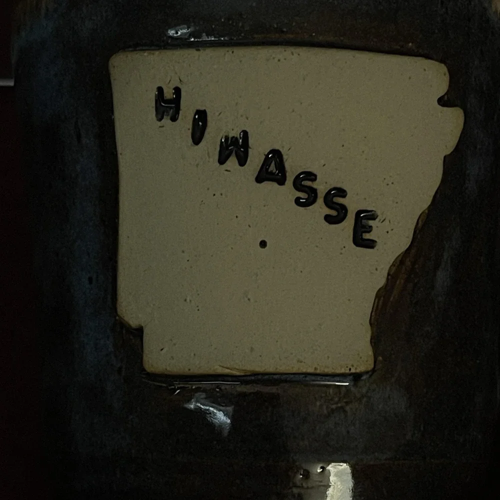 Handmade Hiwasse Arkansas Pottery Mug Peace Mark‎ GWX Signed Ceramic Art Cup